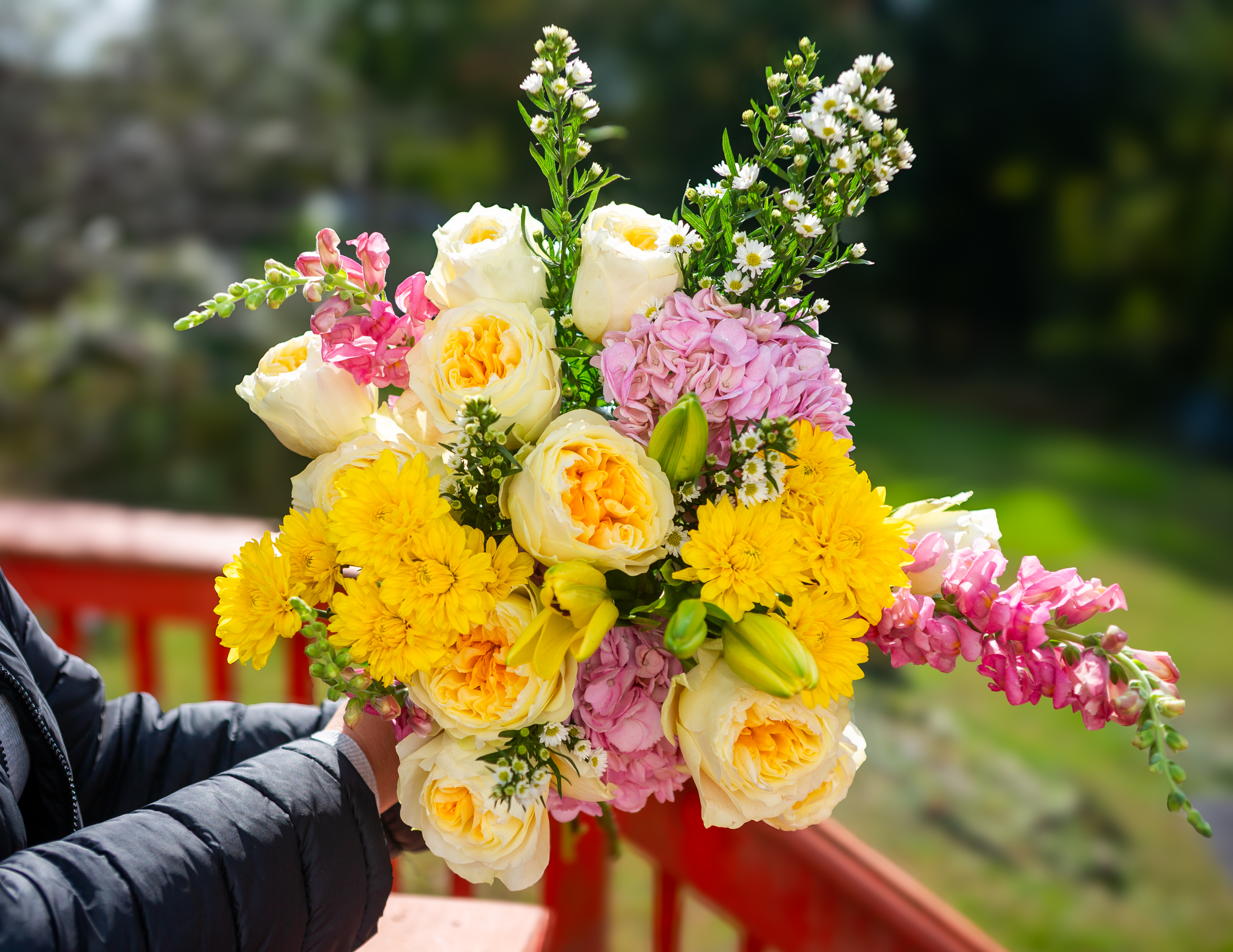 Jubilation — a vibrant handcrafted celebration hand-tied bouquet, Livingston NJ florist