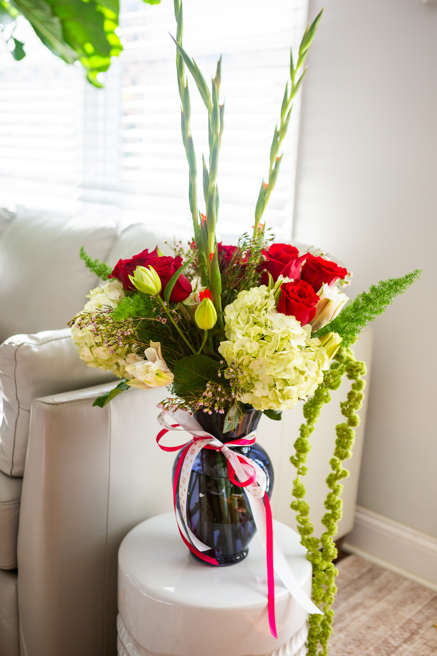 To Good Times & New Adventures II — a handcrafted centerpiece in a vase, Livingston NJ florist